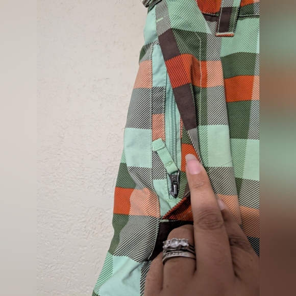 Plaid Snow Pants Pants - Green and Orange - Picture 2 of 15